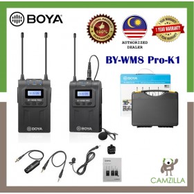 BOYA by-WM8 Pro-K1 UHF Wireless Microphone System 48 Channels Mono/Stereo Mode LCD Display 100M Effective Range for Canon Nikon Sony DSLR Cameras Camcorders
